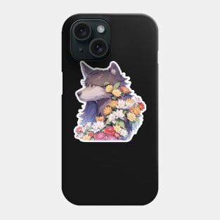 Lone Wolf With Flowers Phone Case