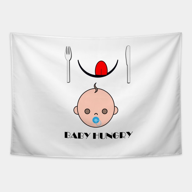 Baby Hungry Tapestry by 9teen