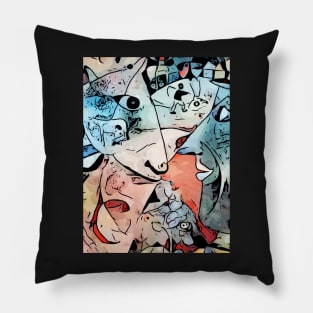 Miro meets Chagall (I and the village) Pillow