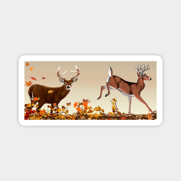 Bucks In Autumn Magnet by bhymer