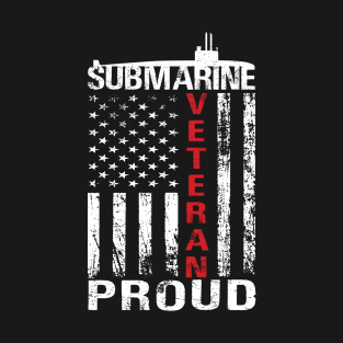 Submarine Veteran Proud Distressed Flag Wht T-Shirt