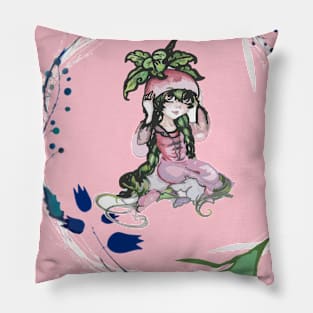 Radsh girl in plant cirkul Pillow