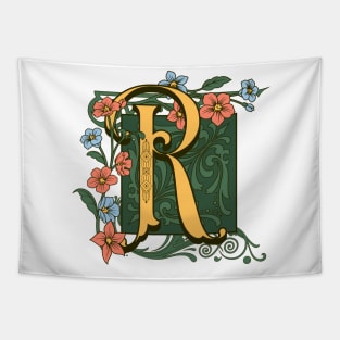 Art Nouveau Letter R, Ornamental Letter R, Art Deco Tapestry