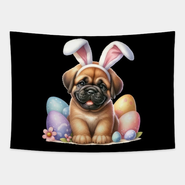 Puppy Mastiff Dog Bunny Ears Easter Eggs Happy Easter Day Tapestry by TATTOO project