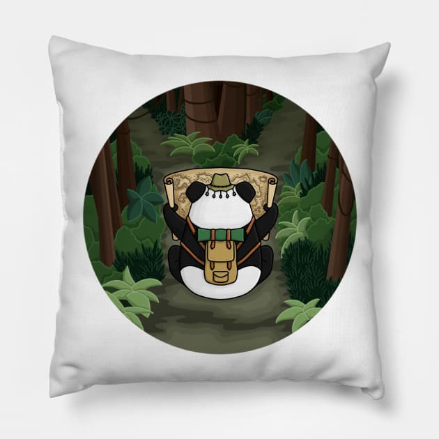 Panda Adventuring in the Jungle Pillow by AlmightyClaire