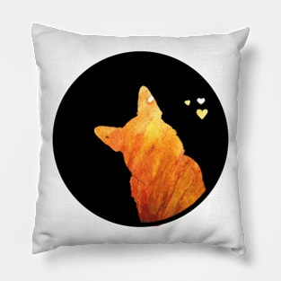 German Shepherd Love - Fiery Orange Silhouette Pillow