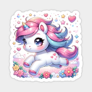 Unicorn Riding Flower Field Magnet