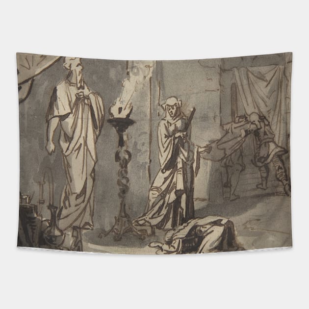 Witch of Endor by Ary Scheffer Tapestry by Classic Art Stall