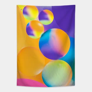 Colorful close up of oil drops in water Tapestry