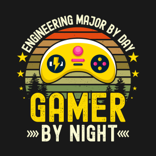 engineering major Lover by Day Gamer By Night For Gamers T-Shirt