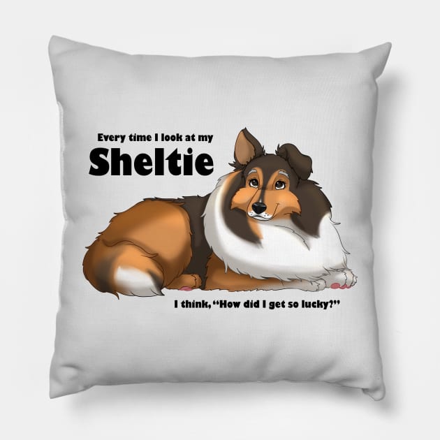 Lucky Sheltie Pillow by You Had Me At Woof
