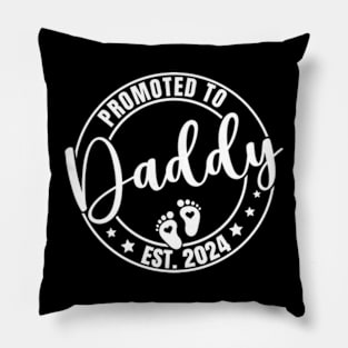 Promoted to Daddy 2024 , Funny Humor New Dad Baby First Time Pillow