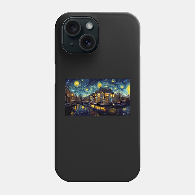 Modern Amsterdam canal like starry night Phone Case by StoneyPhenix