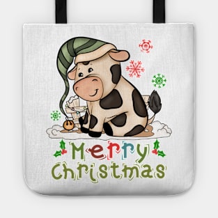 Kids Cow Christmas Cute Cow Merry Christmas Xmas Matching Tote