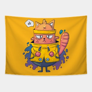 cat yellow sweater cartoon Tapestry