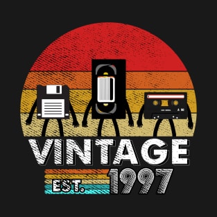 Vintage 1997 Floppy Disk VHS Cassette Tape 80s 90s birthday T-Shirt