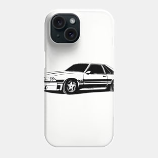 Front/profile - Ford Mustang GT (fox body) - stylized monochrome Phone Case