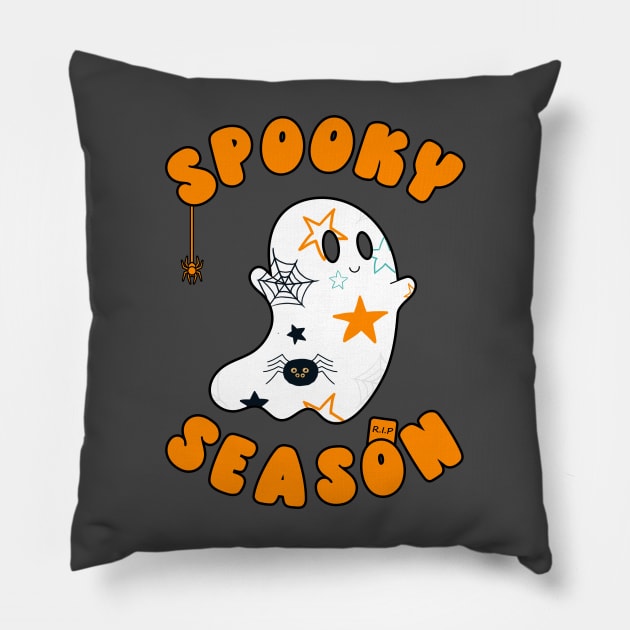 Spooky Season Cute Ghost Pillow by ObscureDesigns