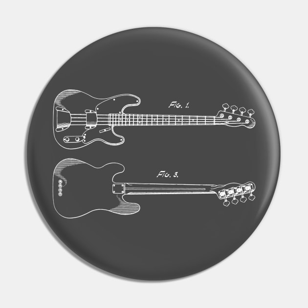 Bass Guitar Fender Stratocaster Patent Print Pin by MadebyDesign