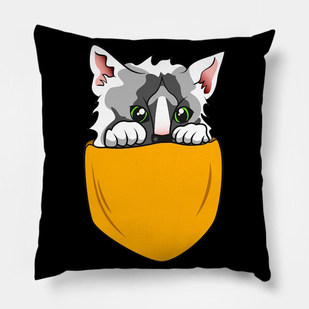 Cute Pocket Cat Kitty funny Chest Bag Pillow by Foxxy Merch