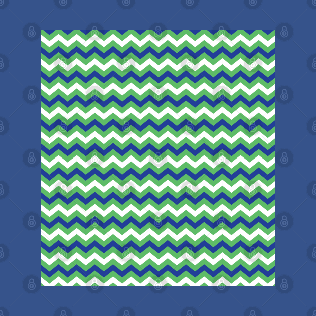 Kelly Green Royal Blue and White Chevron Zigzag Pattern by squeakyricardo