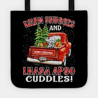 Warm Snuggles And Lhasa Apso Cuddles Truck Tree Christmas Gift Tote