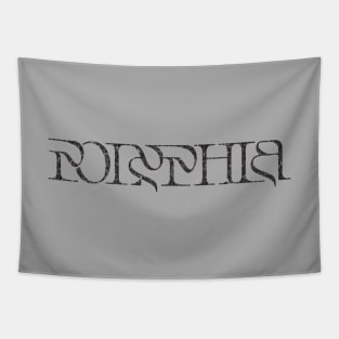 Vintage look Polyphia Distressed Text Black Tapestry