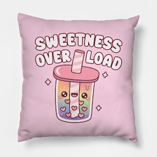 Cute Bubble Tea With Heart Boba Sweetness Overload Pillow