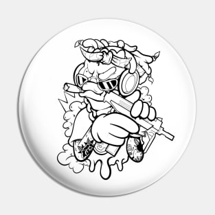 Dope masked off Slluks character is ready for war illustration Pin