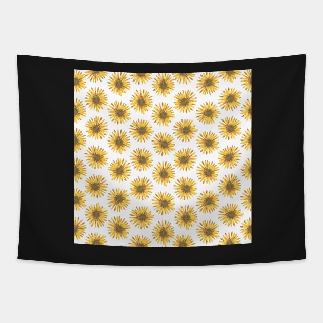 Field of lemony yellow sunflowers Tapestry by FrancesPoff