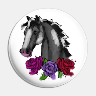 Horse with flowers Pin