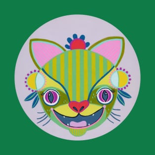 Green Happy Smiles Cat T-Shirt