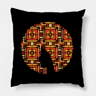 Afro Hair Woman with African Pattern, Black History Pillow