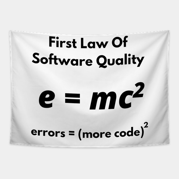 First Law Of Software Quality, errors equal more code, Developer and Coder Humor Tapestry by Mohammed ALRawi