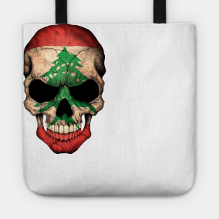 Lebanese Flag Skull Tote