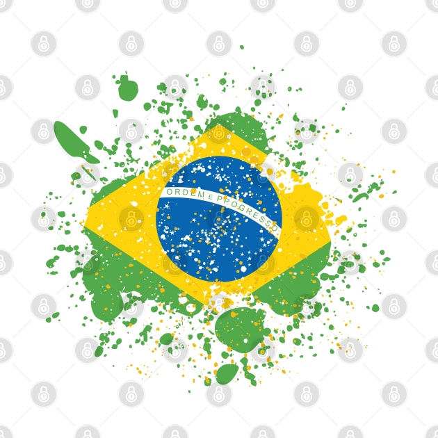 Grunge Brazilian Flag by Jamie Lee Art