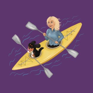 Kayaking with Cavalier King Charles Spaniel Dog T-Shirt