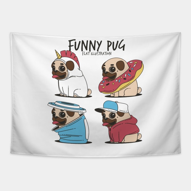 Funny pug Tapestry by This is store