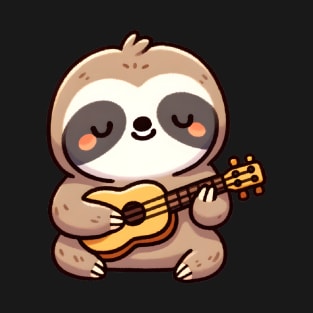 Serene Sloth Strumming a Guitar T-Shirt