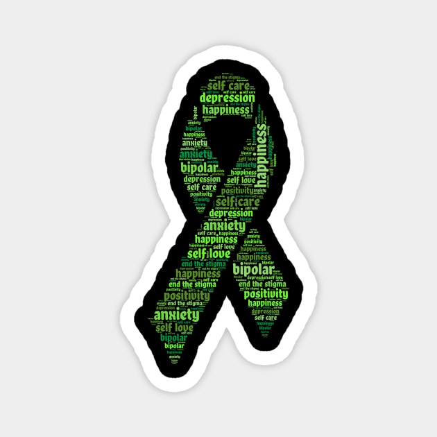 Green Mental Health Awareness Ribbon Magnet by jodotodesign