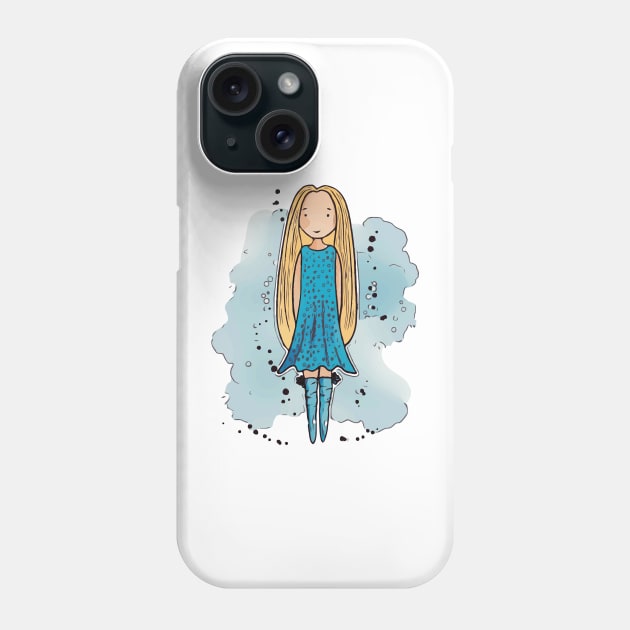 Sweet girl with long blond hair Phone Case by Sissely