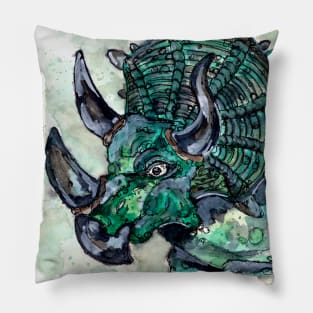 Green Triceratops Dinosaur Pillow