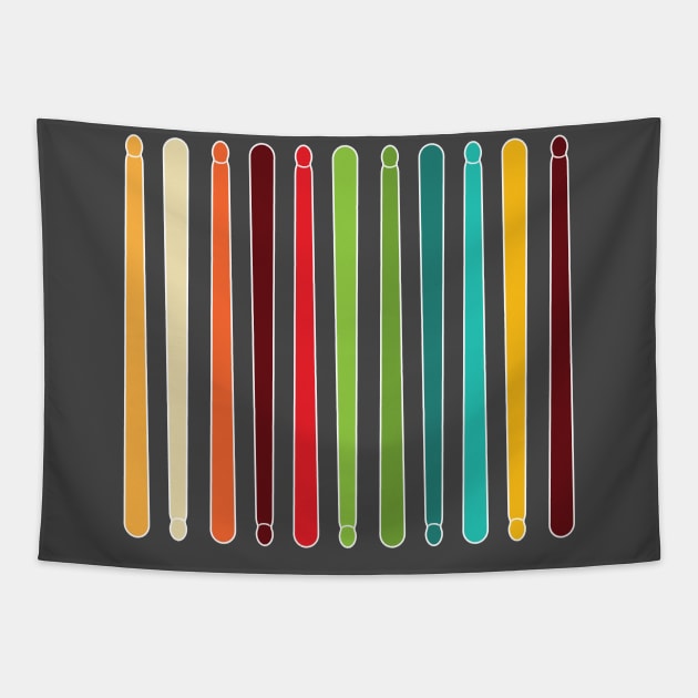 Retro DrumSticks Design /// Marching Band Percussion Tapestry by DankFutura