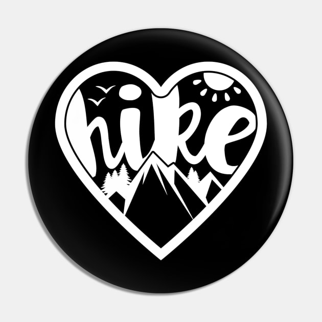 Hike Love - Mountain Hiking design Pin by BB Funny Store