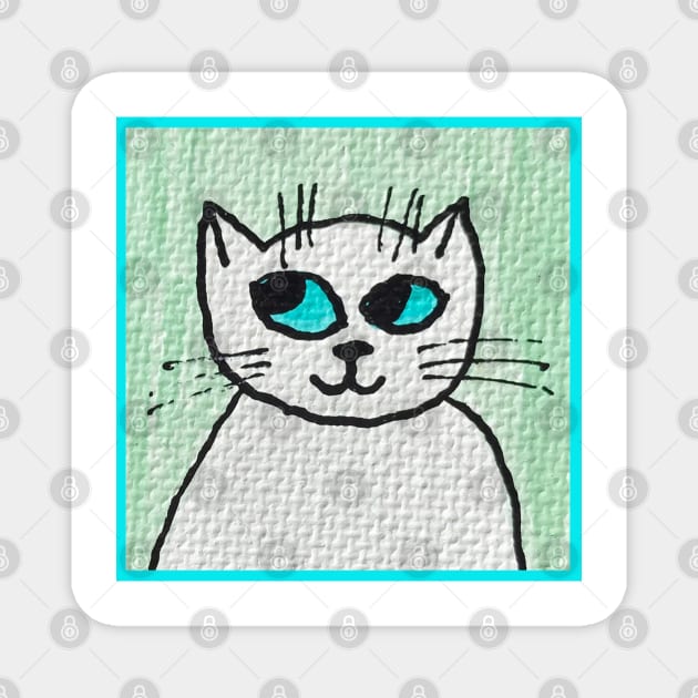 Whimsical Cat Portrait #3 Magnet by ErinBrieArt