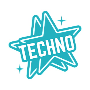 TECHNO  - 2 Stars Logo (White/blue) T-Shirt