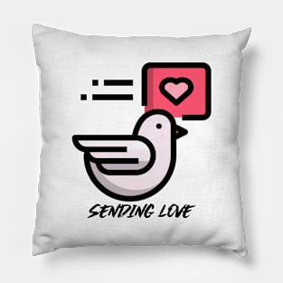 Love Bird Sending Love Romantic Red Pillow