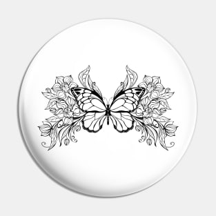 Contoured butterfly with contoured orchids Pin