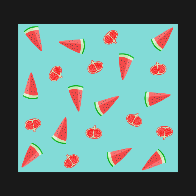 Summer pattern: watermelon and pomegranate by rocioalb