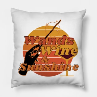 Wands, Wine and Sunshine- Magical Wizardry Wine Lover Fans Pillow